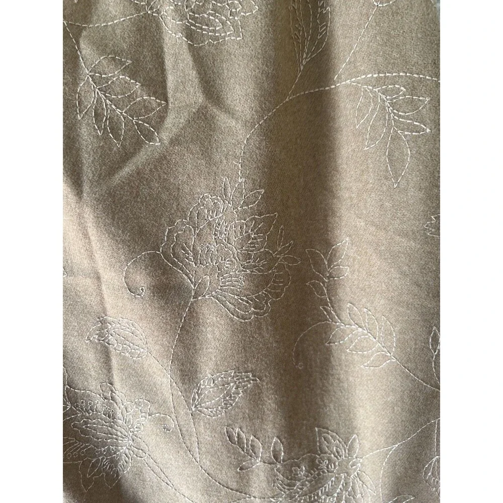 Ann Taylor Skirt Womens 2 Tan Embroidered Wool Blend Lined Mid Length Side Zip